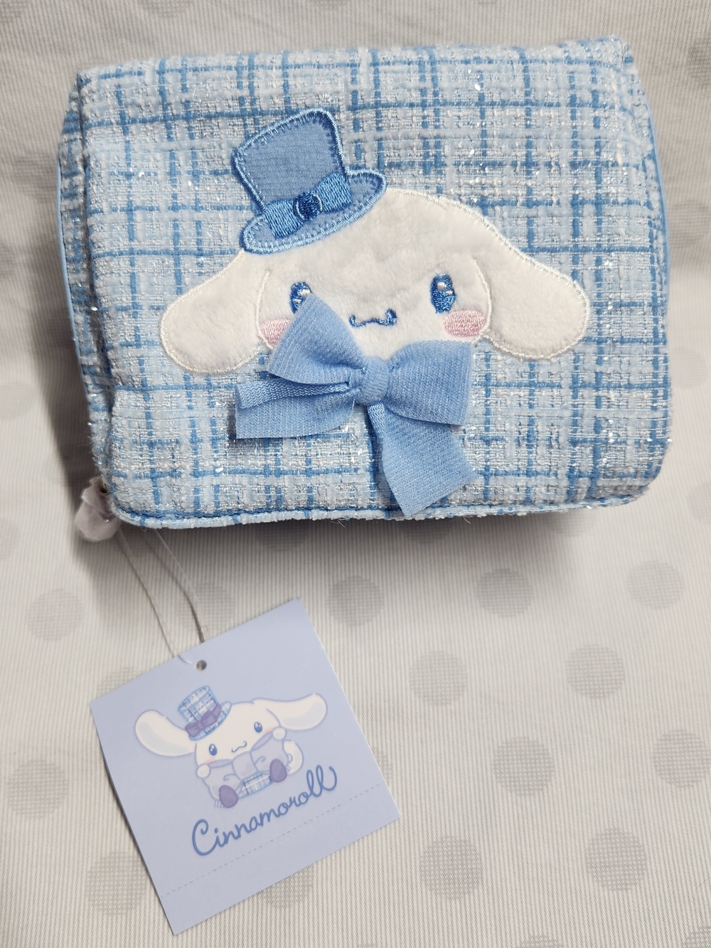 Sanrio Cinnamoroll Zipper Pouch Winter Outfits Dress Up Tweed NWT
